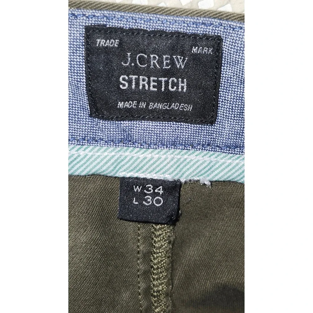 J.Crew 484 Slim Fit Stretch Chino Pants Olive Green Mens 34x28 AB613‎